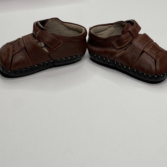 PediPed Baby Shoes Originals Harvey Leather Fisherman Sandal Brown - Picture 3 of 14